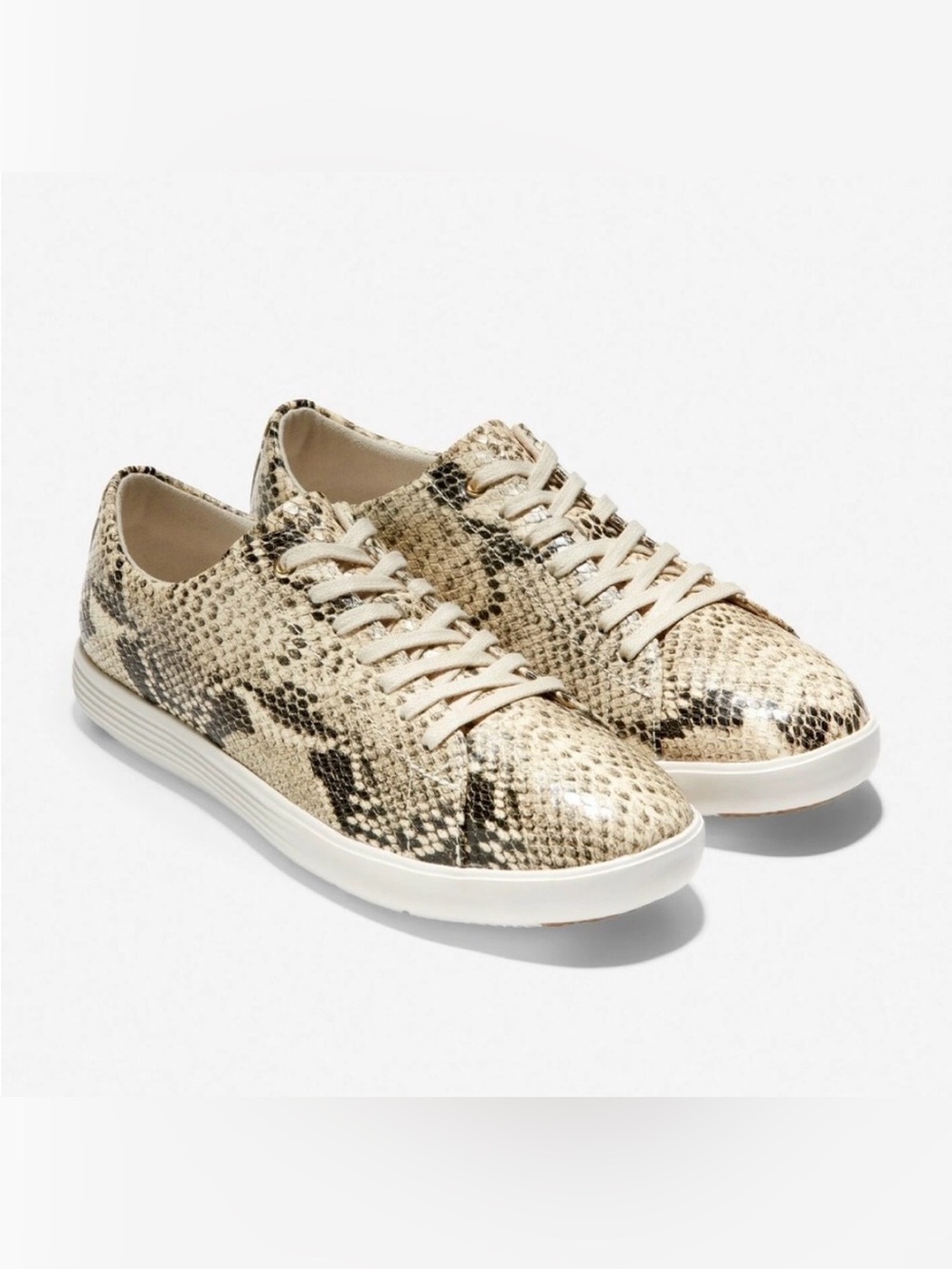 COLE HAAN (WORN ONCE) Crosscourt Snake Snake Print (Ivory) Sneakers
